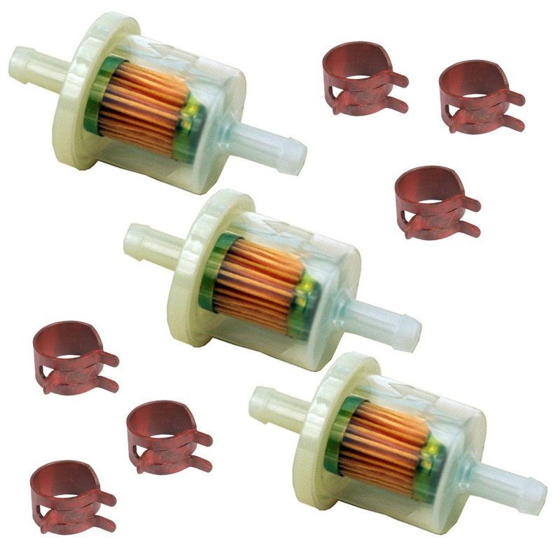 3 Inline Fuel Filters 49019-7001 and 49019-7005 With Hose Clamps Fits kawasa
