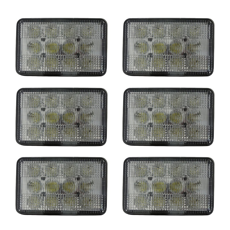 6 LED Work Light Kit Rectangular Flood Beam Fits Case IH 2366 2388 2188 353657A1