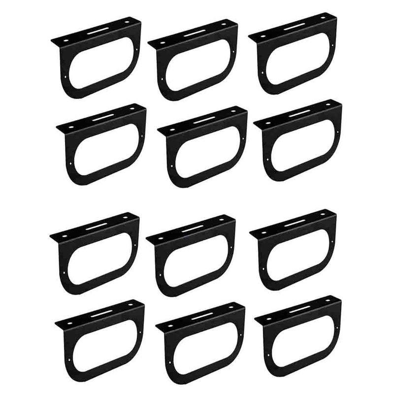 (12) Black 6" Inch Oval Brake Light Mounting Brackets for Truck RVs Campers