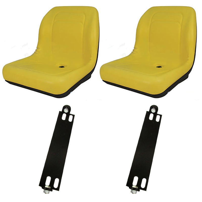2 Yellow HIGH BACK SEAT w/ Pivot Rod Bracket Fits John Deere Fits Gator CS CX