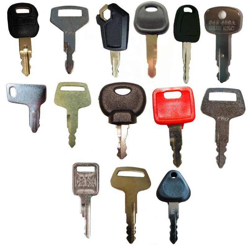 (13) Heavy Equipment Key Fits John Deere Fits CAT Komatsu Fits Bobcat Hitachi Fi
