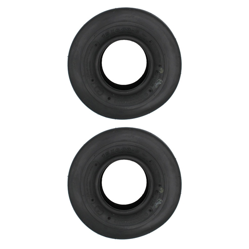 (2) 15x6-6 Smooth Rib Tubeless Tires for Lawn Mowers Tractors Garden Equipment