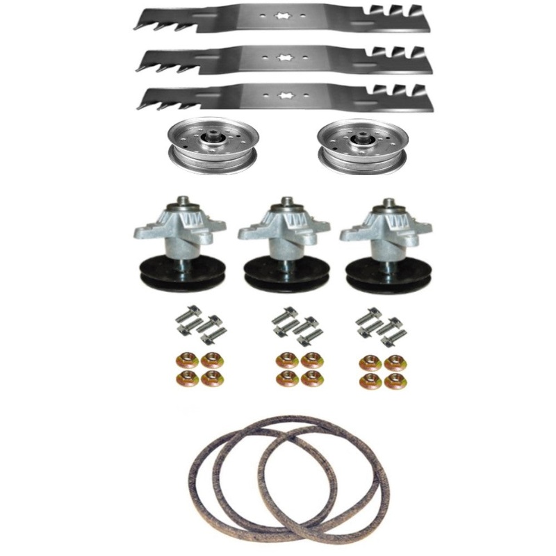 Fits Cub Cadet 54" RZT54 Deck Rebuild Kit Blade Spindles Pulleys Belt & Hardware