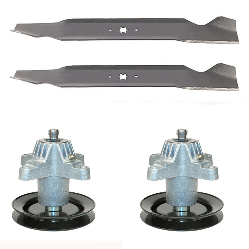 (1) Replacement Spindle Assemblies w/ Pulleys & Blade Kit Fits MTD Models