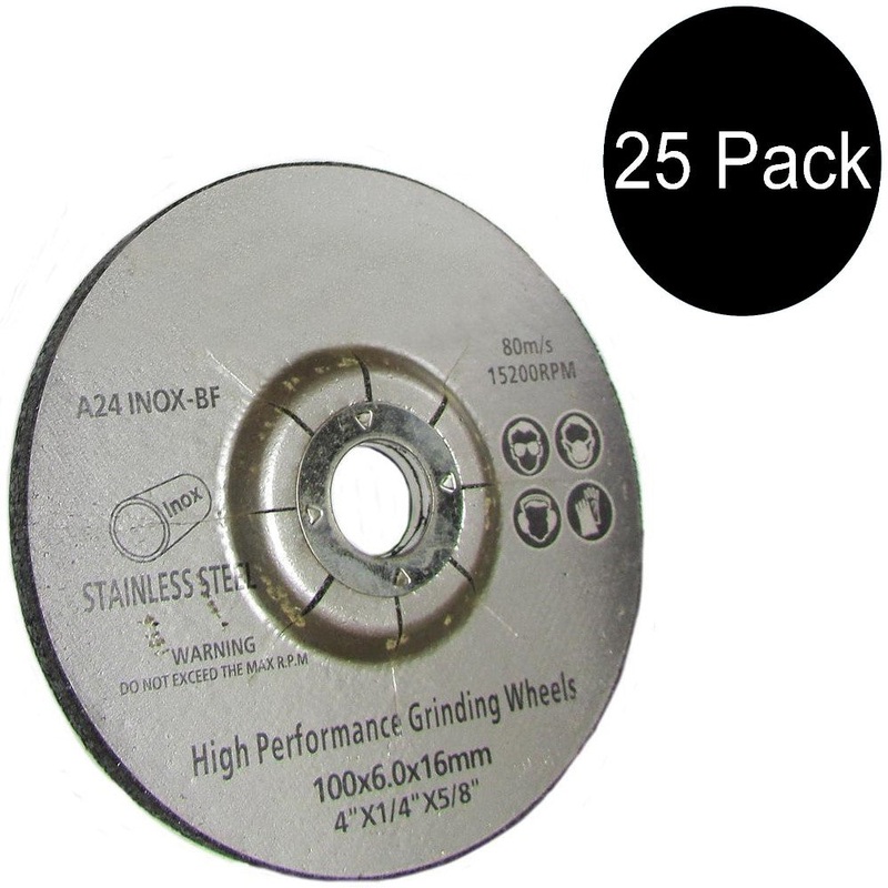 25 Pack 4" x 1/4" x 5/8" Metal Grinding Wheel T27 Discs for Angle Grinders