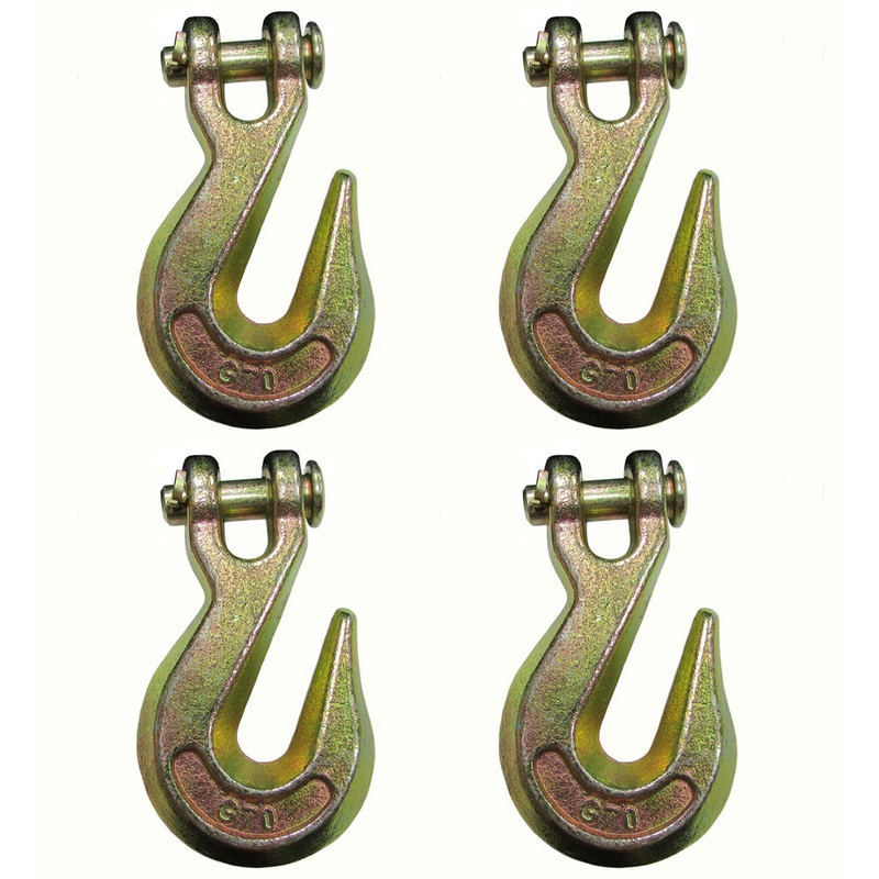 (4) G70 3/8" Clevis Grab Hooks Tow Chain Hook Flatbed Truck Trailer Tie Down