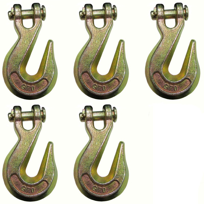 (5) G70 Clevis Grab Hooks 3/8" for Wrecker Tow Chain Flatbed Trailer Tie Down
