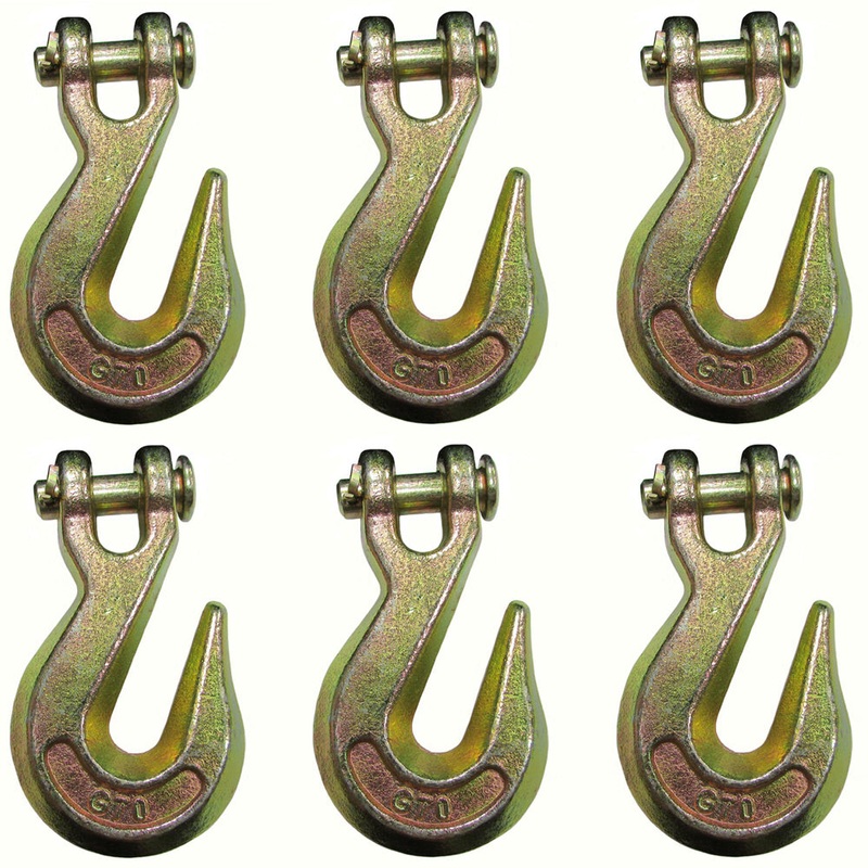 6 G70 3/8" Clevis Grab Hooks Wrecker Tow Chain Flatbed Truck Trailer Tie Down