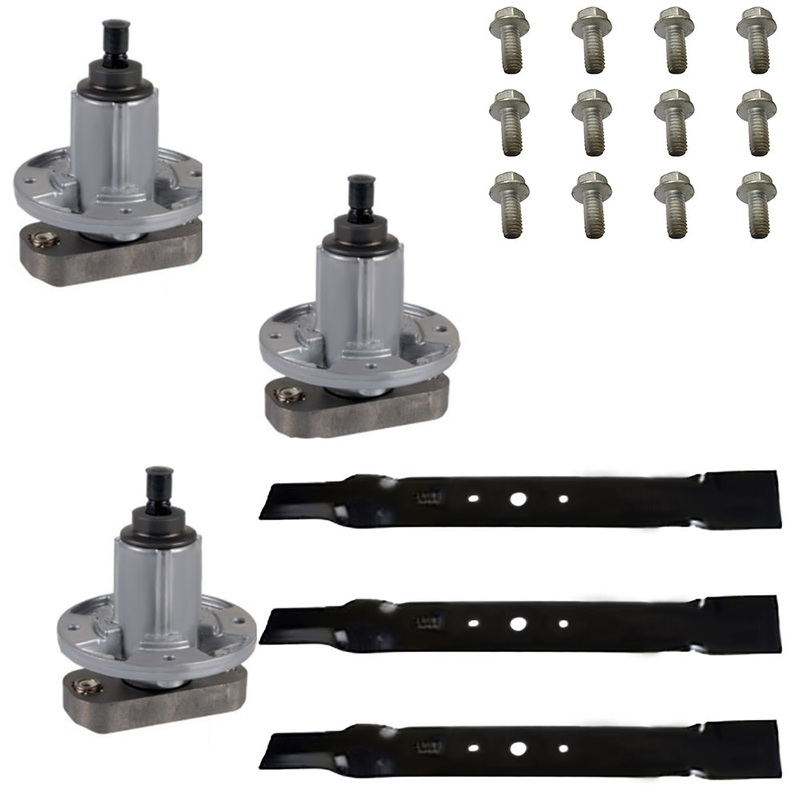 Deck Kit Blades Spindles Bolts Fits John Deere 48" Cut L120 L130 Mowers