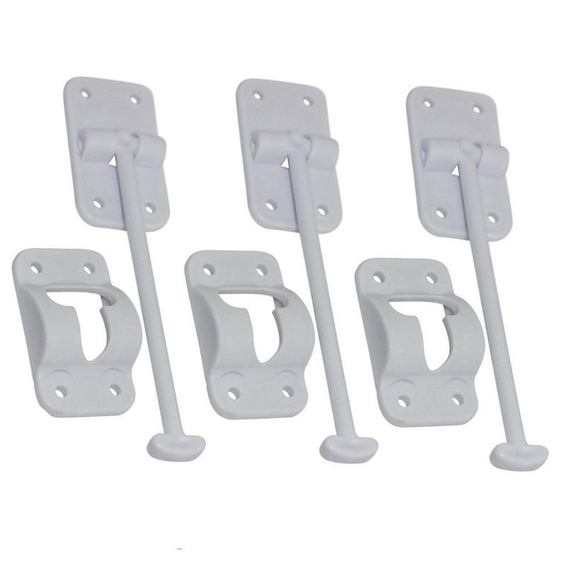 3 Sets - 6" T-Style Door Latch Holder RV Camper Trailer Cargo Hatch White