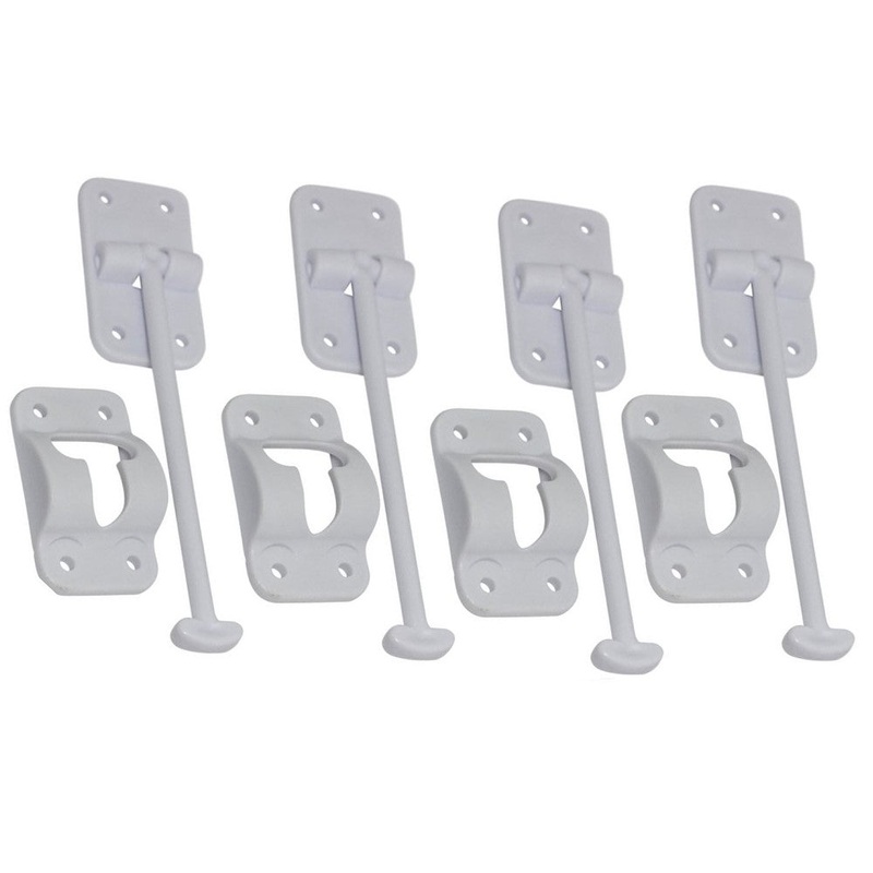 4 Sets - 6" T-Style Door Latch Holder RV Camper Trailer Cargo Hatch White