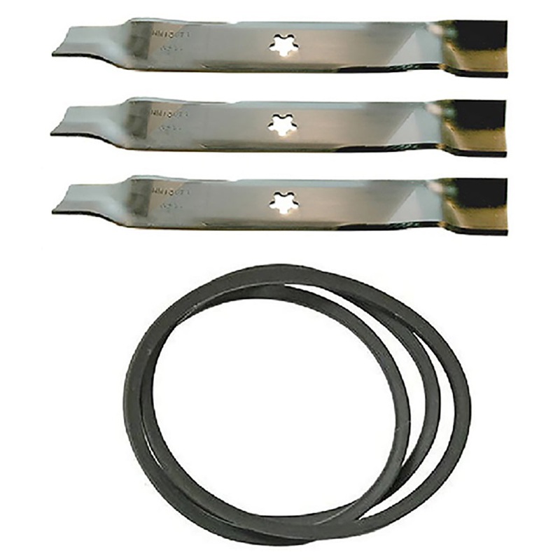 46" Deck Mulching Blades & Deck Belt Kit Fits Husqvarna Riding Mowers