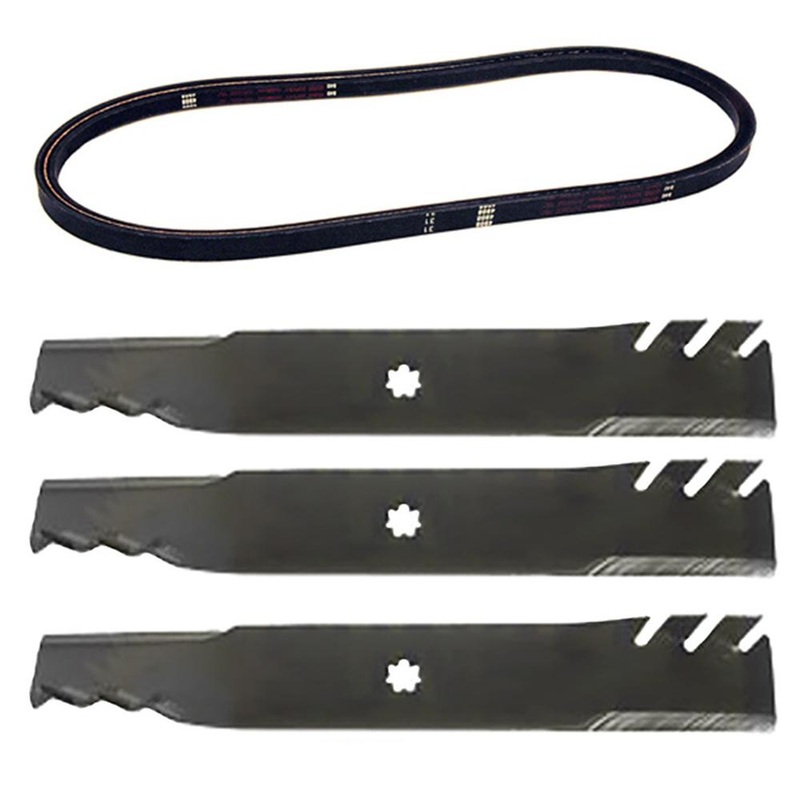 48" Mower Maintenance Kit - 3 Blades & Belt Fits John Deere D140 D150 LA130 LA14
