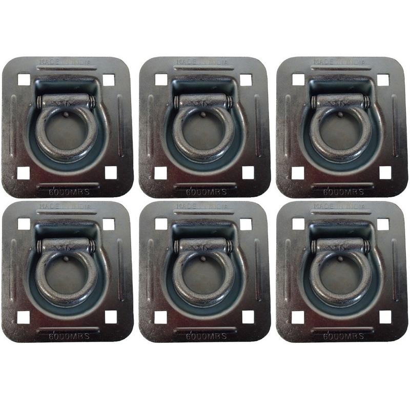 6 Recessed Quad Van Cargo Container Truck Trailer Tie Down Anchor Point D-Rings