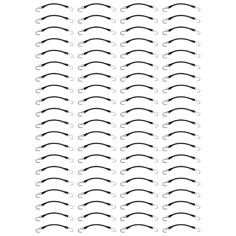 (80) 9" Heavy Duty Natural Black Rubber Tarp Straps (Bungee Cords) w/ Hooks