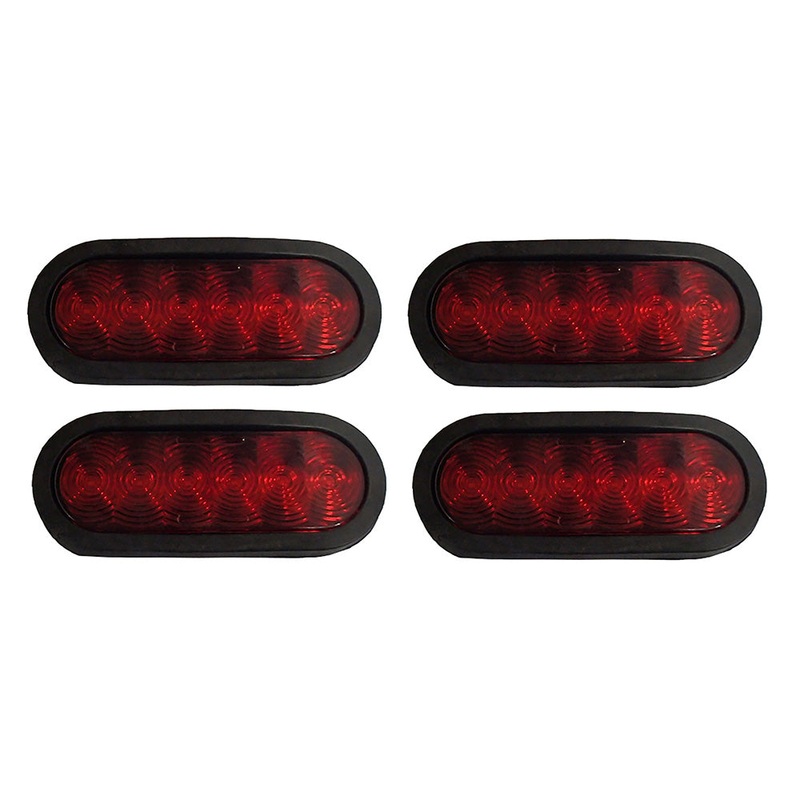 (4) Trailer Truck LED Sealed RED 6" Oval Stop/Turn/Tail Light