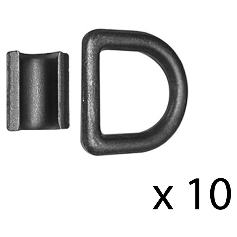 (10) Bolt Weld On 1/2" D Rings Black w Clip Utility & Construction Trucks Hauler