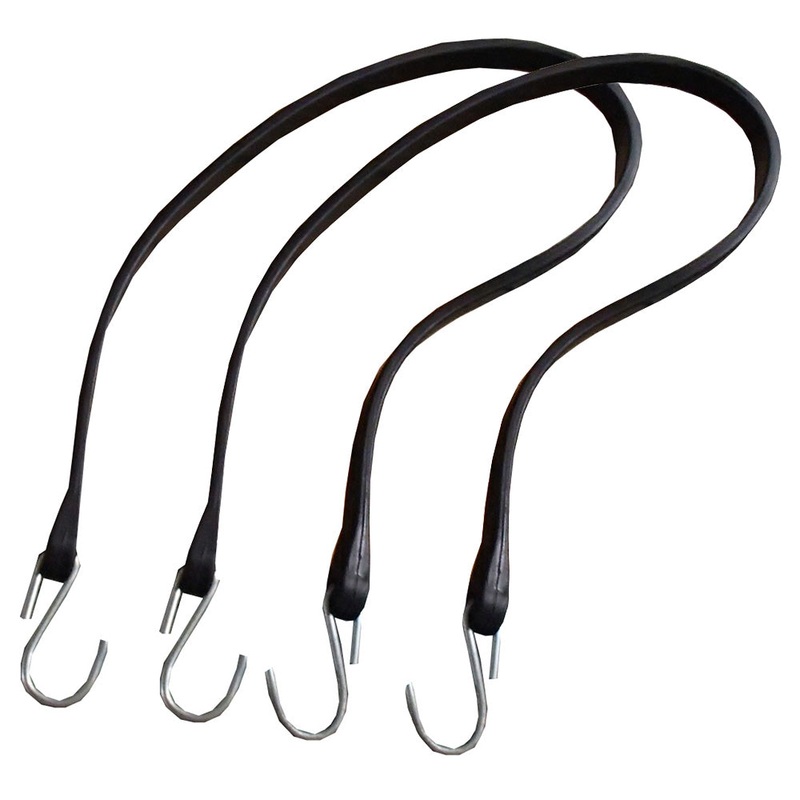 (2) 31" Bungee Straps Heavy Duty Steel S-hook Both Ends Natural Rubber Tie Down
