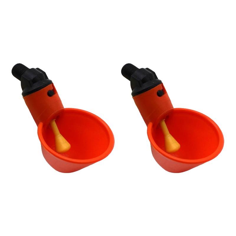 2 Automatic Waterer Drinker Cups Chicken Coop Poultry Chook Bird Turkey Drink