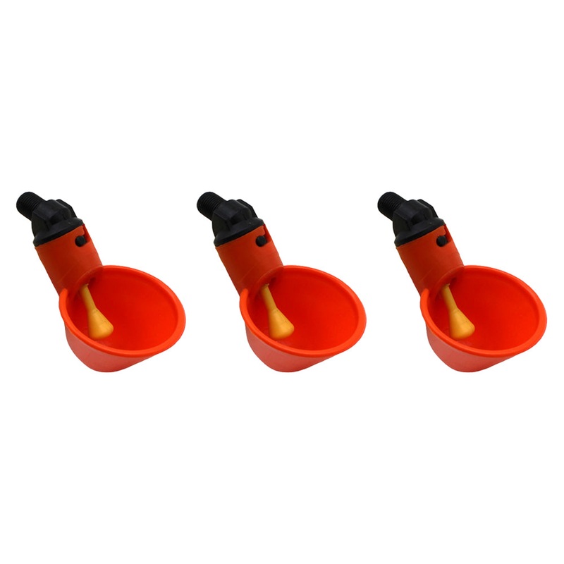 3 Automatic Waterer Drinker Cups Chicken Coop Poultry Chook Bird Turkey Drinker