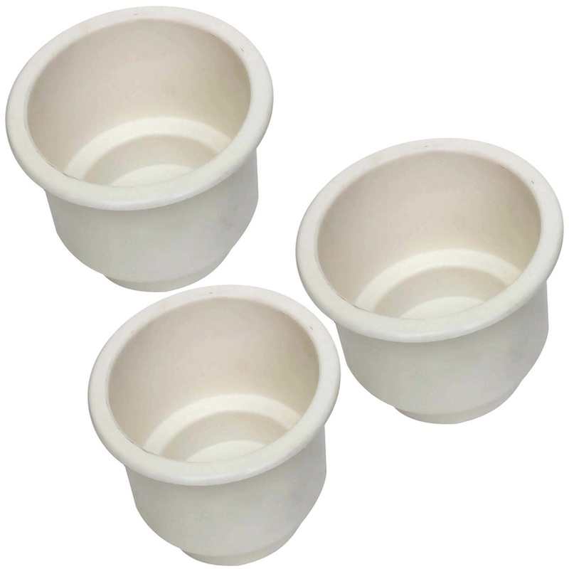 3 Pack White Plastic Cup Holder Boat RV Car Truck Inserts Large Size Jumbo