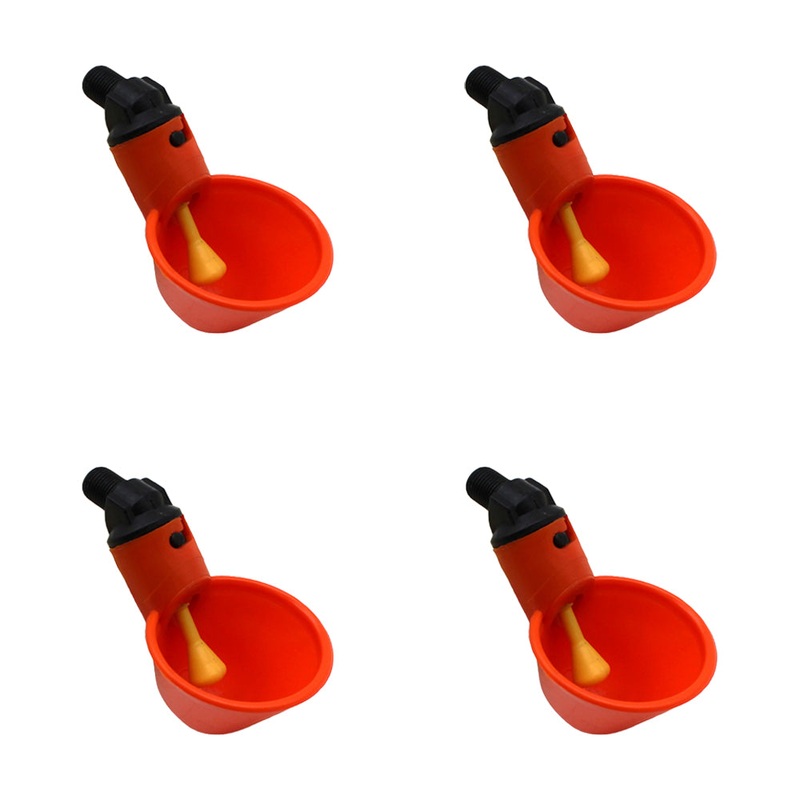 Four Automatic Drinker Cups Backyard Poultry Chicken Birds Flock Watering System