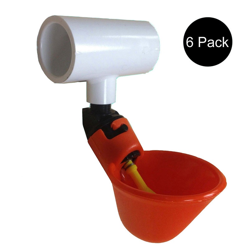 Six (6) Chicken Water Drinking Cups and Pipe Fitting Poultry Automatic Drinker