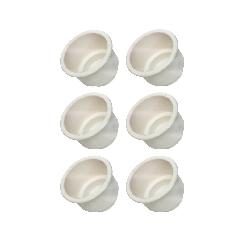 Six (6) Two Tiered White Plastic Cup Holder For Boats RVs Car Truck Pool Table