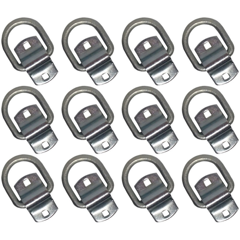 12 Bolt On D Ring 1/2" Flatbed Truck Car Trailer Tie Down Strap Chain Rope Rings