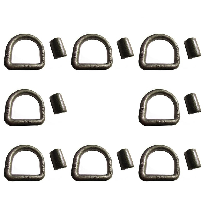 Set of 8 Weld-On 5/8" Forged D-Rings for Trailer/Truck Tie-Down