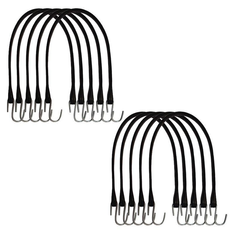 10 PACK 21" Heavy Duty Tarp Straps Tie Down Bungee Cords S-Hook Boat Covers