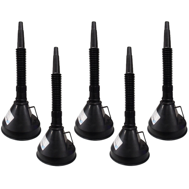 Five 6" Diameter Funnels with Inside Screen and Bendable & Detachable Hose