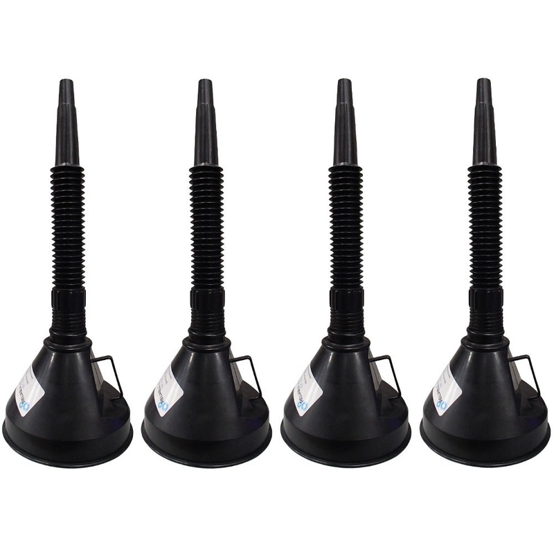 FOUR  6" Diameter Funnels with Inside Screen and Bendable & Detachable Hose