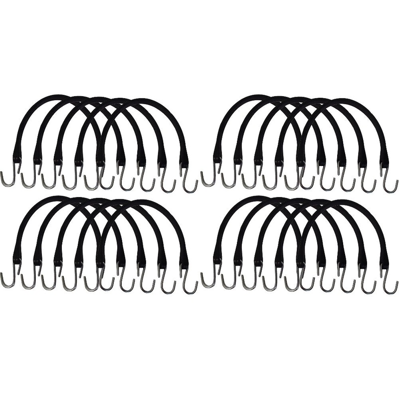 15 Inch Rubber Tarp Straps w/ Crimped S Hooks 20 Pack