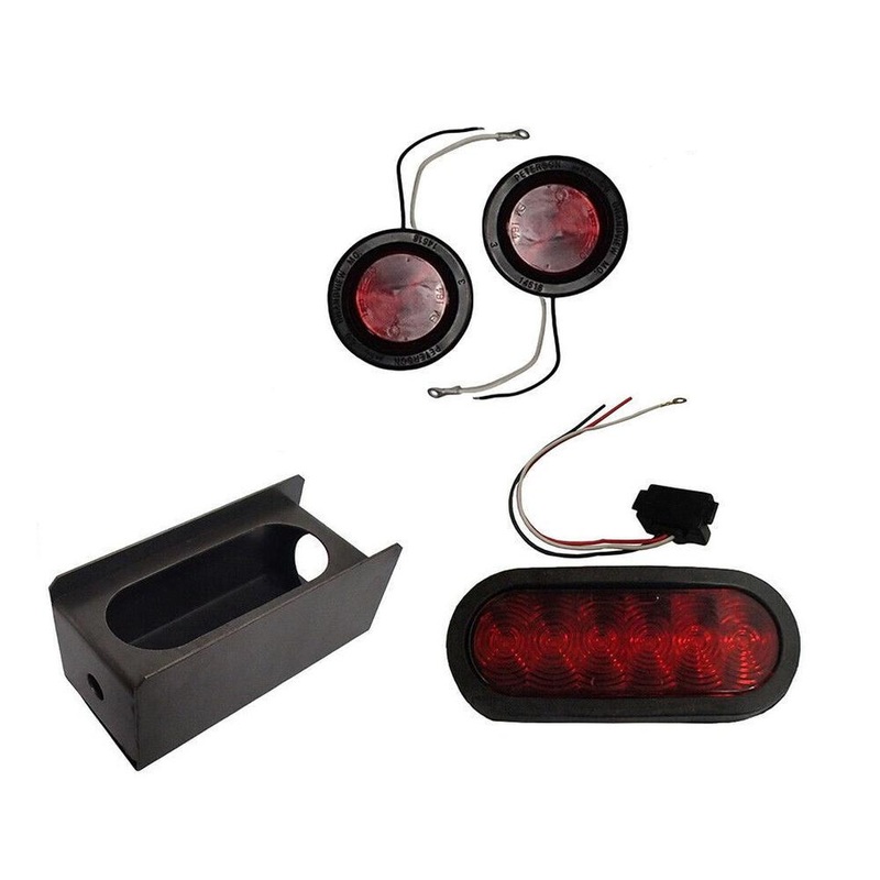 2" Red Round & 6" Red Oval Tail Light Steel Box Set