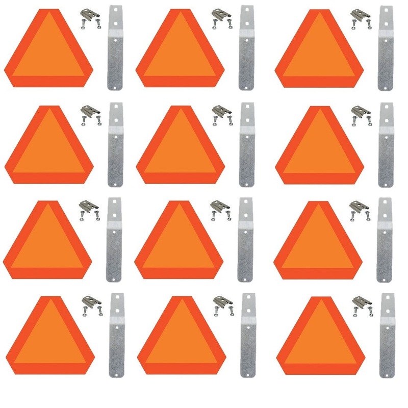 Set of 12 Orange 0119198 SMV Signs With Mounting Blades - Sockets - Bolts