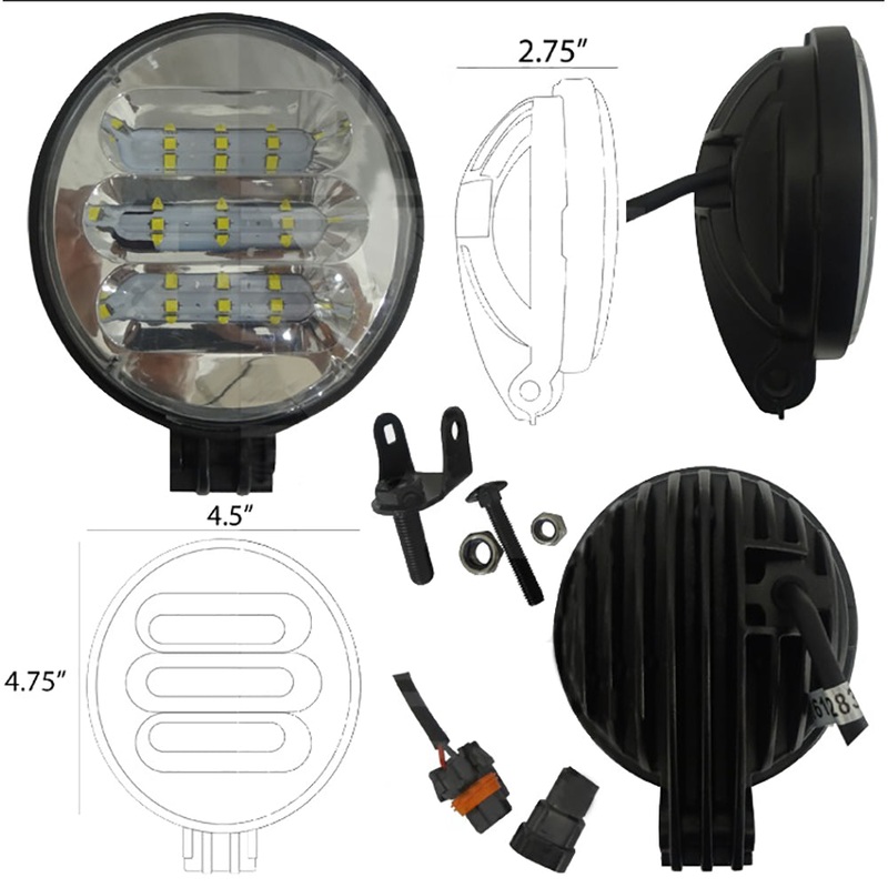 RE575338 4-1/2" Round LED Light 45w 3000 Lumens Fits John Deere 6215 6415 6615