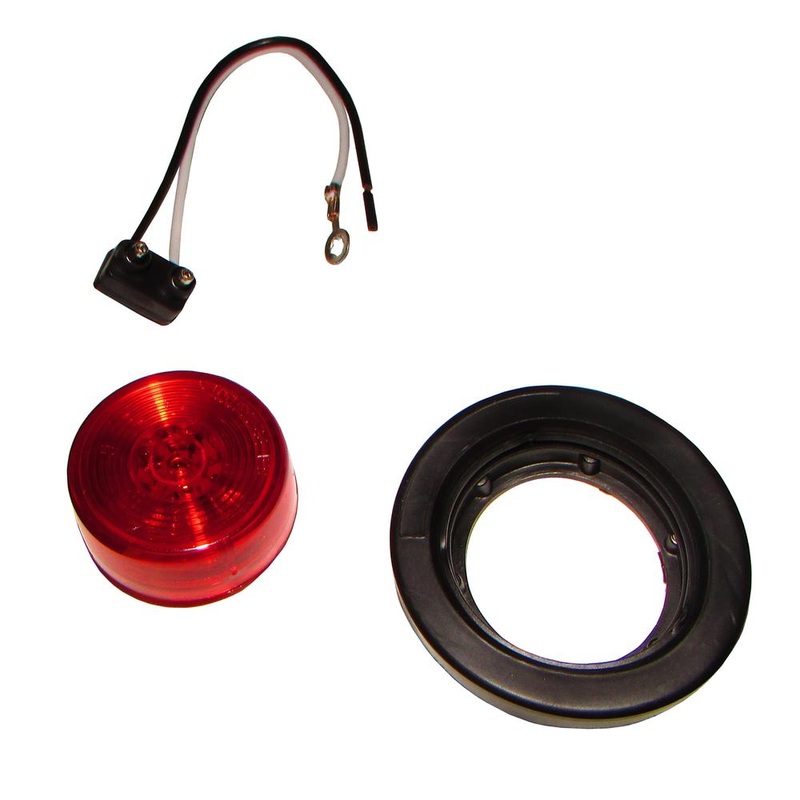 LED 2" Sealed Round Red Marker Light w Pigtails 2" Diam 3/4" H 12V