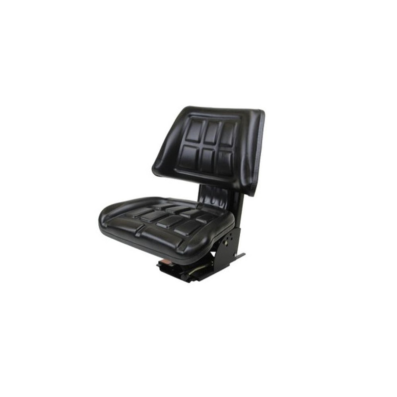 Black Tractor Seat Backrest Base & Slide Track Steel/PVC Compact Mower Seating