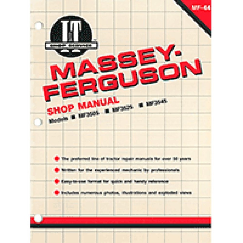 Shop Service Manual I&T MF-44 Fits Massey Ferguson Tractors 3505 3525 3545