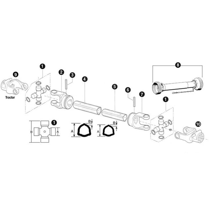 CS53811 D756560 New Universal Tractor QD Yoke Driveline 100 Series Fits CAT. 4 S