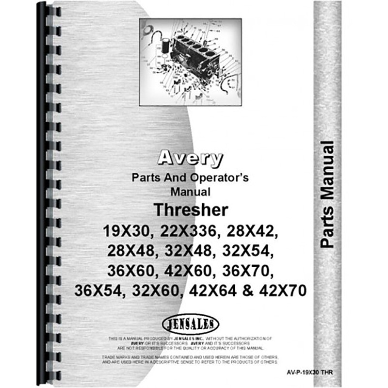 Parts Manual for Avery 36 x 60 Tractor