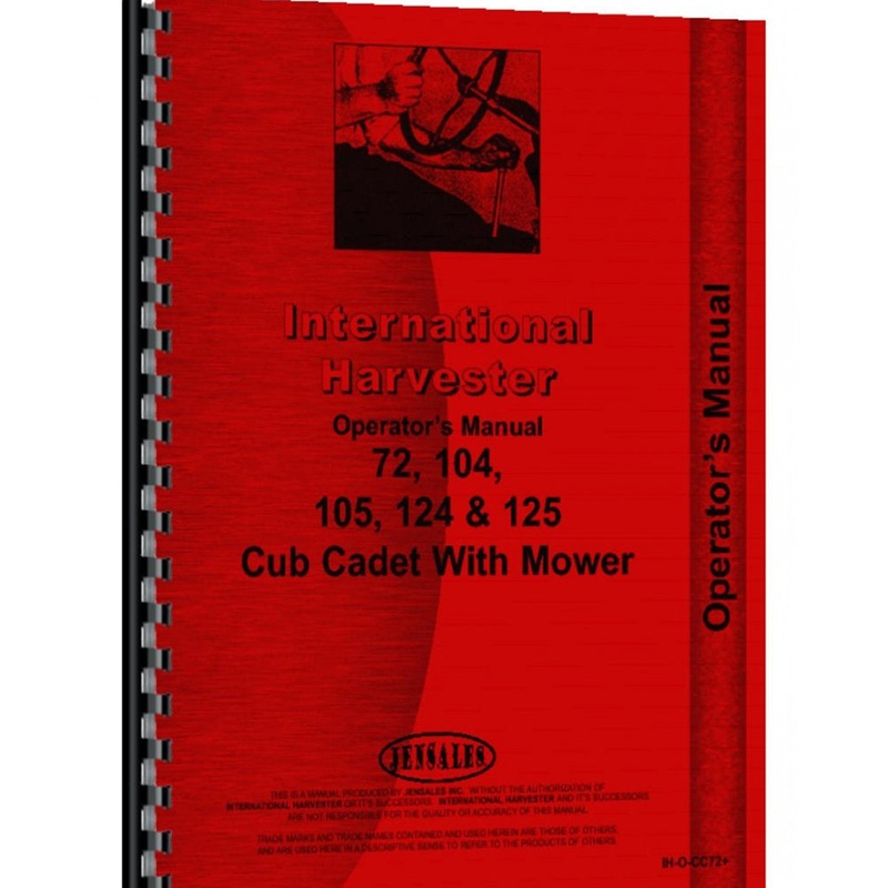 Tractor Operators Manual Fits International Harvester Fits Cub Cadet 125 Tractor