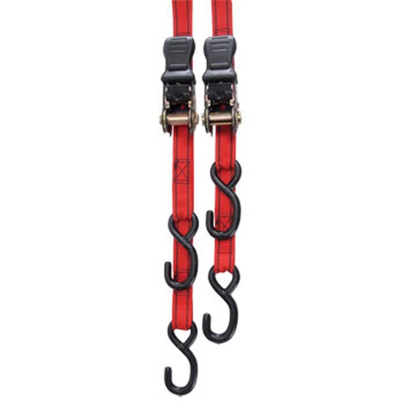 B1312620 6' x 1" Red Standard Duty PRO GRIP Ratchet Tie Down with Hooks