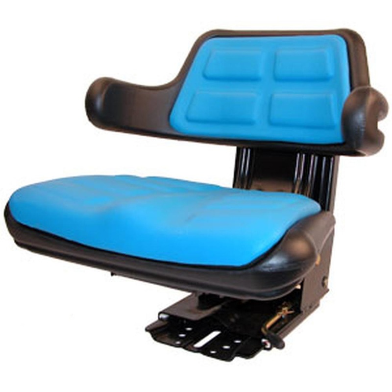 Blue Seat Fits Ford New Holland Tractor with Adjustable Angle and Full Susp