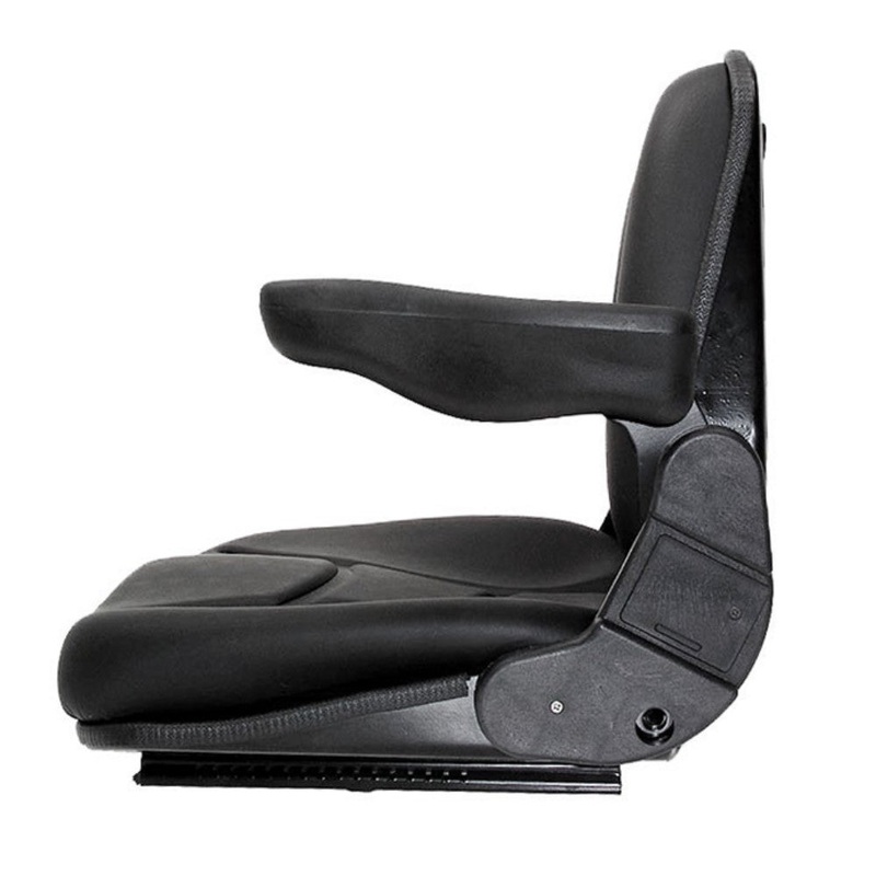 TS1100C Universal Fit Black Cloth Upholstery Tractor Seat w/ Folding Back/Arms